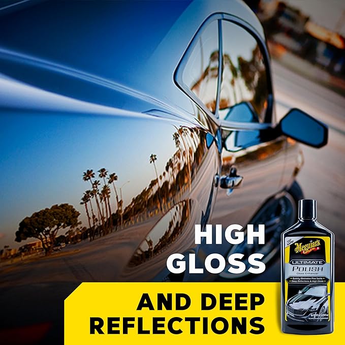 Meguiar's Ultimate Polish – High-Gloss Polish for a Show Car Shine – Permanently Removes Light Swirls to Produce a Deep, Wet Reflection with a High Gloss Shine - Easy to Use, 16 Oz