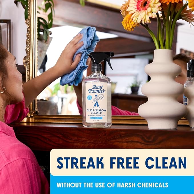 Aunt Fannie's Glass & Window Cleaning Vinegar Spray, Natural Streak-Free Spray 16.9 Ounces (Pack of 3)