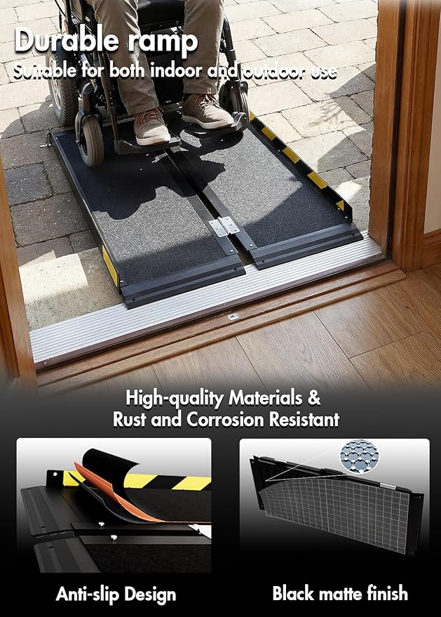 Portable Wheelchair ramp 3FT,Non-Slip Aluminum Threshold ramps for Home Steps,Folding Handicap ramp,doorways,Stairs,Scooter,Weight Capacity 800LBS (3FT(Usable Height 3-9 inch))