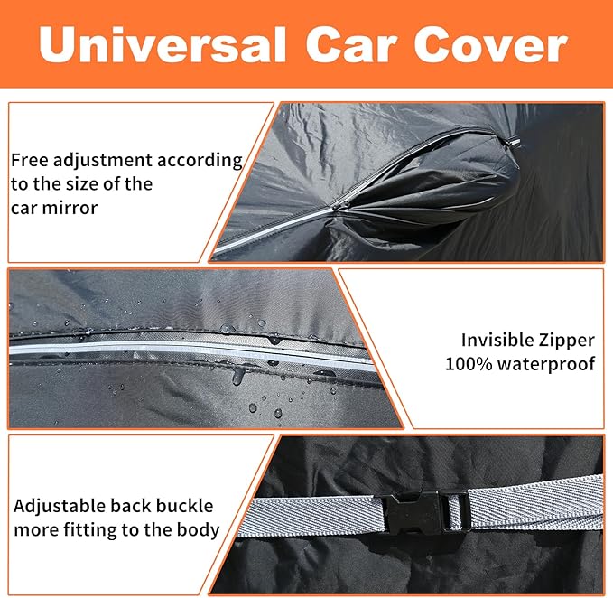 Coverado 6 Layers Car Cover Waterproof All Weather, Soft Cotton Lined Coupe Cover, Outdoor Heavy Duty Car Covers Rain Snow UV Hail Protection, Full Covers Universal Fit for Sports Car (173"-182")