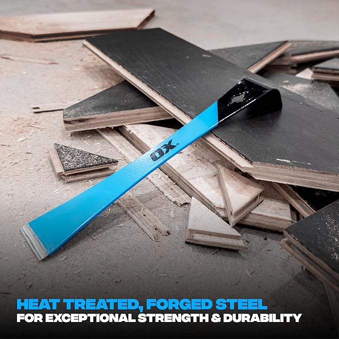 OX Pro 21" Flat Pry Bar - Heat Treated Forged Steel Flat Bar with Powder Coated Finish - Long Crowbar Tool - Pata De Cabra