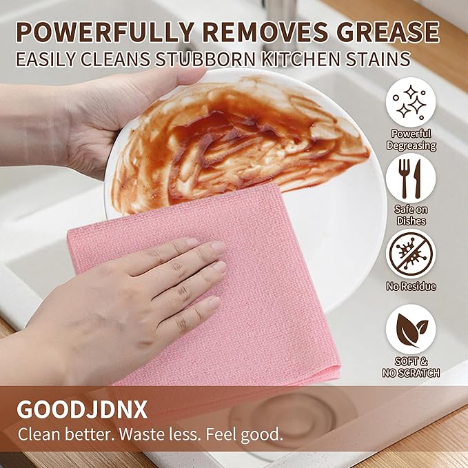 Microfiber Cleaning Cloth Roll – 80 Pack, 12"x 12", Tear-Off Reusable Towels, Washable, Lint-Free, Ultra Absorbent Dish Rags for Kitchen, Car, Garage, Home