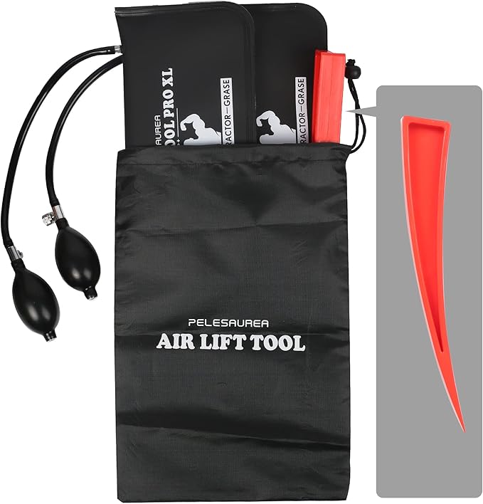 Air Wedge Bag 2pcs, Inflatable Air Shim with Pry Bars, Commercial Grade Air Wedge Pump Kit