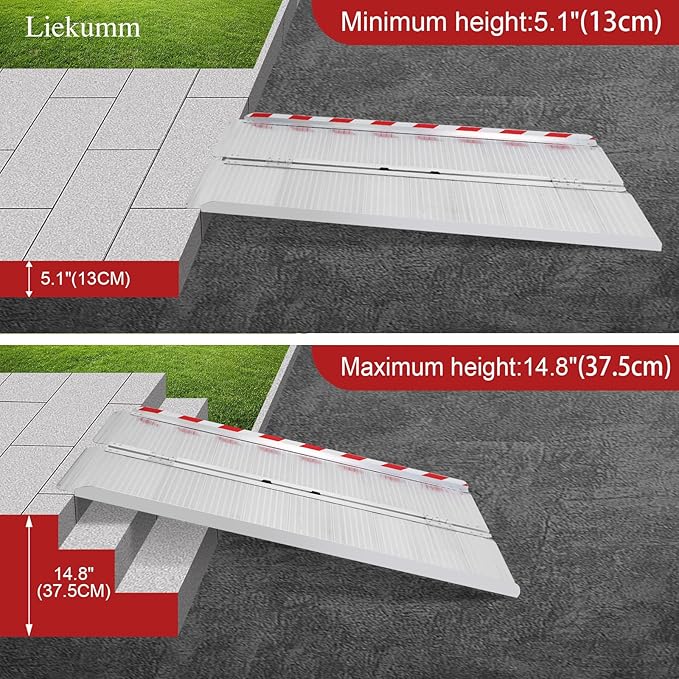 LIEKUMM 5ft Portable Wheelchair Ramp, 600LBS Capacity, Ramps for Wheelchairs for Home, Ramp for Stairs, Wheelchair Ramps for Vans, Suitable for Wheelchairs, Bicycles, Scooters