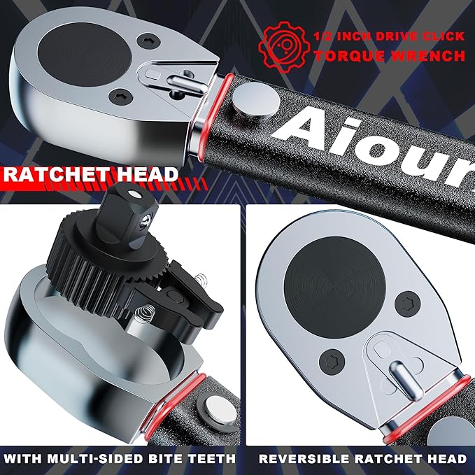 3/4" Drive Click Torque Wrench 25-350 Ft.-Lb. / 33.9-474.8 Nm, Dual-Direction Adjustable Torque Spanner, Car Trucks Heavy Machinery