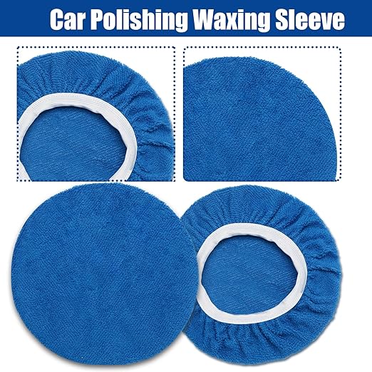 6 PCS Car Buffing Pads for 9-10 Inch Orbital Polisher, Microfiber Polishing Pad Buffer Polisher Bonnets, 9-10 Inch Polishing Pads Cover Waxing Pads for Car Detailing (Blue)