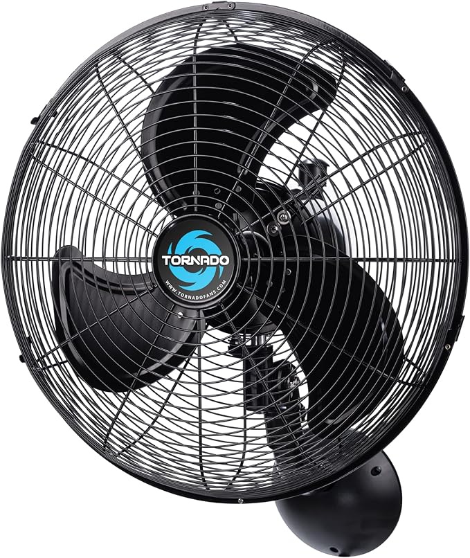 Tornado 16" Pro Series Waterproof Outdoor Oscillating Wall Mount Fan – Heavy-Duty High Velocity Metal Fan for Patio, Industrial, Commercial, Residential & Greenhouse – UL Safety Listed