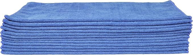 Eurow Utility 240 GSM Terry Weave Microfiber Cleaning Towels for Home, Auto, Boat, RV, Garage, Shop, Streak-Free, Scratch-Free, Reusable, Multi-Surface, Ultra Absorbent, 16x16 Inch, 12-Pack, Blue