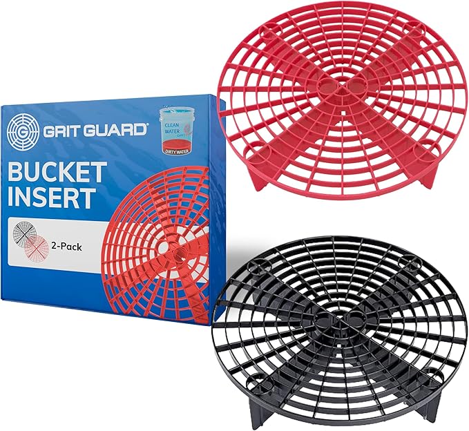 Grit Guard The Original Black/Red Bucket Insert (2 Pack) | 10" Diameter Car Wash Bucket Guard for Car Washing & Detailing | Compatible with 3.5, 4, 5 and 6 Gallon Buckets