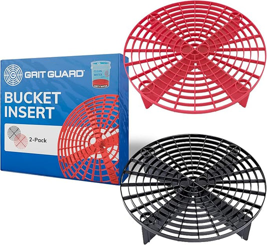 Grit Guard The Original Black/Red Bucket Insert (2 Pack) | 10" Diameter Car Wash Bucket Guard for Car Washing & Detailing | Compatible with 3.5, 4, 5 and 6 Gallon Buckets