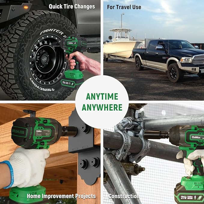 1/2 inch High Torque Cordless Impact Wrench, 700 Ft-lb Power Electric Impact Gun, with 2-Hour Fast Charger, 21V 4.0Ah Battery, 1 Tool Bag, 5 Sockets