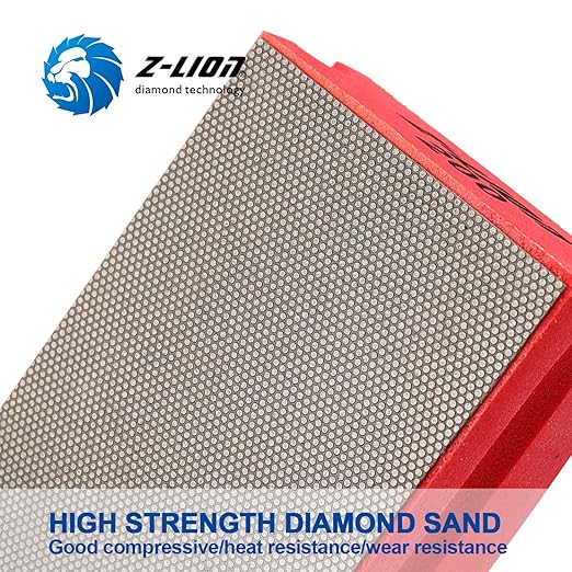 Z-lion Electroplated Diamond Polishing Hand Pads Arc Shape Back Grits 200 for Stone Glass Concrete Granite Marble-Set of 4 Pcs