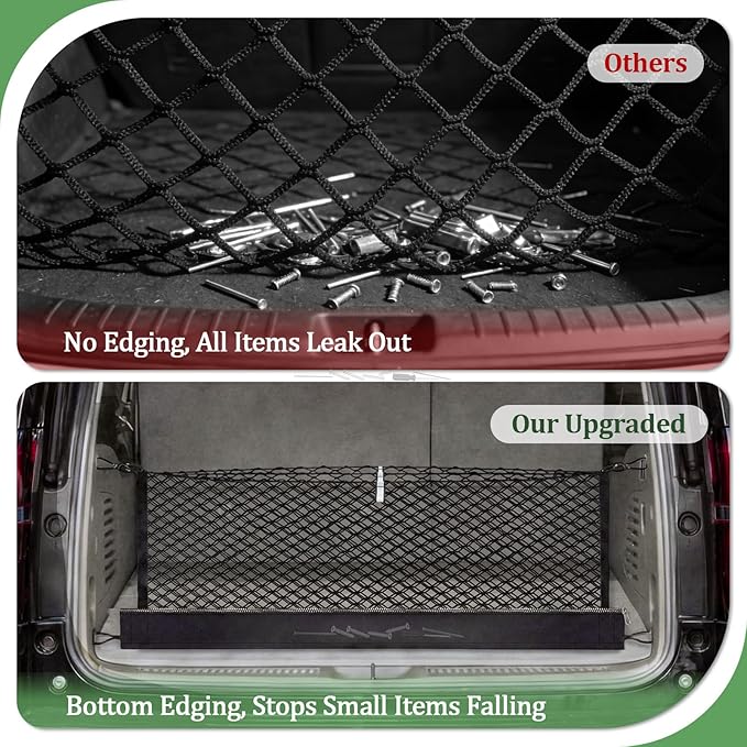3-Layer Cargo Net for Honda Pilot 2023-2026, Zipper Bag Trunk Net for SUV, Heavy Duty Oxford Cargo Organizer Storage Nets with Carabiners
