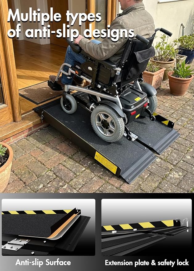 2FT Wheelchair ramp for Threshold,Protable Ramp,Non-Slip Folding Aluminum Handicap Ramps,Ramps for Home,Wheelchairs,Steps,Entry,Scooter,Doorway,800lbs Capacity (2FT Useing Height 2-6 inches)
