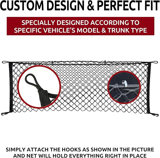 Envelope Style Trunk Mesh Cargo Net for Volkswagen Atlas Cross 2020-2025 - Car Accessories - Premium Trunk Organizers and Storage - Vehicle Carrier Organizer for Volkswagen Atlas Cross