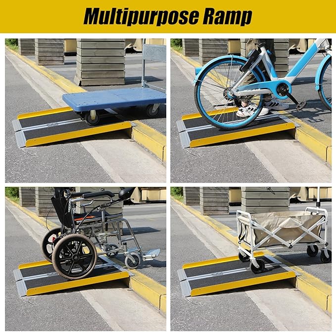 Portable Wheelchair Ramp 3FT, Foldable Ramps for Wheelchairs, Aluminum Handicap Ramp with Non-Slip Surface, Wheelchair Ramps for Home Steps, Stairs, Doorways, Curbs, 800LBS Capacity, FSA Eligible