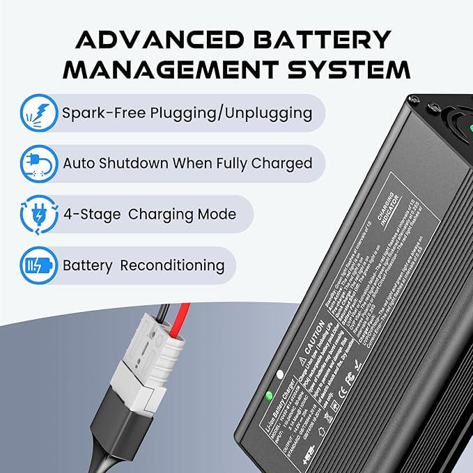 14.6V 20A Lithium Battery Charger, LiFePO4 Charger Supports Battery Recondition AC-DC Smart Charger Special for 12V/12.8V Deep Cycle Rechargeable Batteries of Car, Truck, Boat, RV