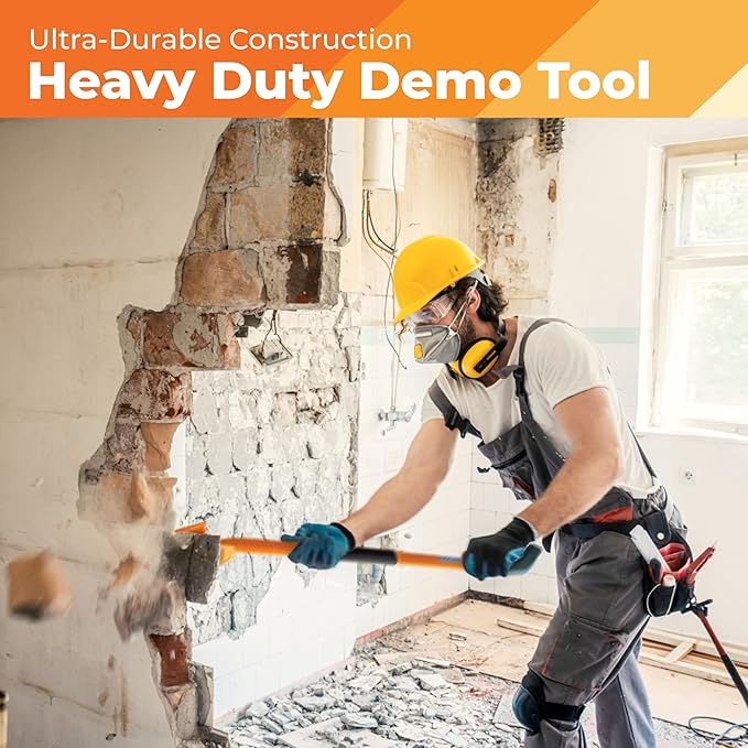48” Demolition Pry Bar & Crowbar – Oval Handle Wrecking Bar for Ceiling & Wall Demo – Heavy Duty Nail Puller Tool for Contractors, Firefighters & Home Renovations