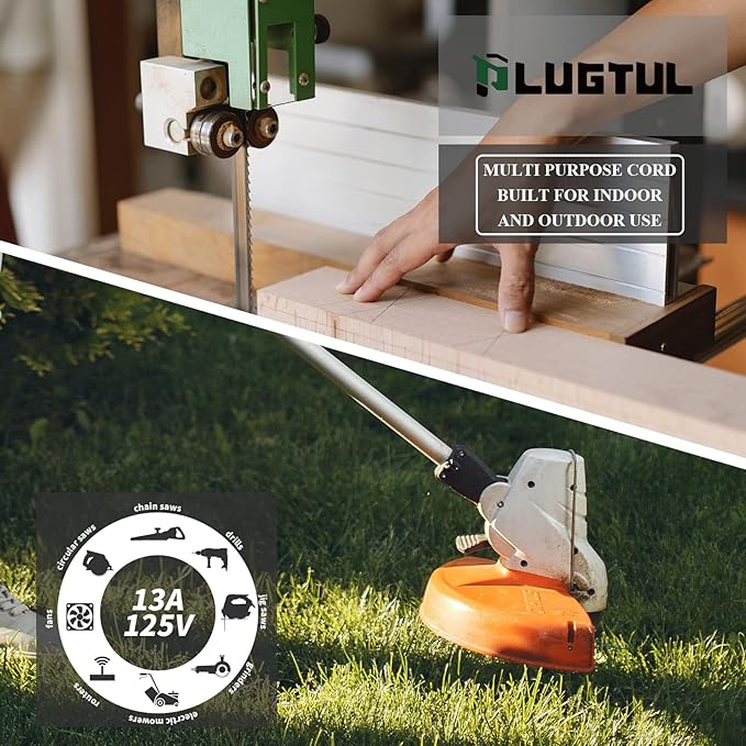 PLUGTUL Outdoor Extension Cord 15 FT Waterproof, 16/3 Gauge Black Heavy Duty 3 Prong Extension Cord, 13A 1625W SJTW, ETL Listed, Great for Garden and Home