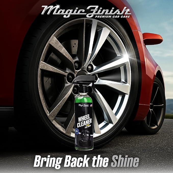 Magic Finish Wheel Cleaner (16 fl oz) – Premium Wheel Cleaner Spray for Brake Dust and Grime with Fast Cling Formula – Car Cleaning Supplies for Chrome, Alloy, Painted Wheels & Powder-Coated Finishes