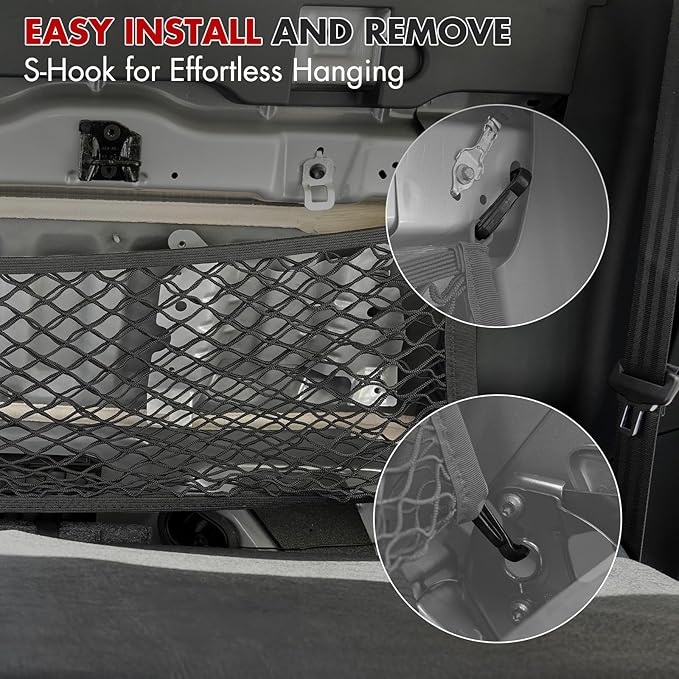 Mabett Rear Seat Back Storage Net for Ford Maverick 2022-2025, Elastic Anti-Shift Cargo Control Organizer Accessories Behind Folded Seats