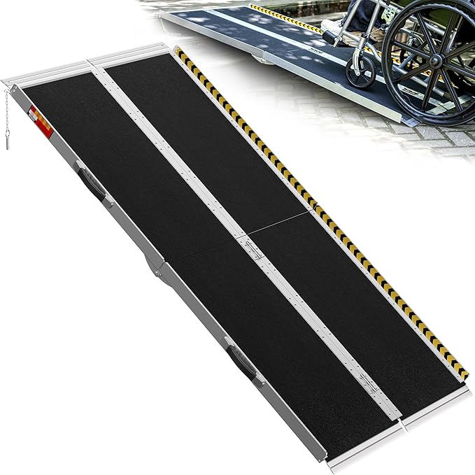 VNN Portable Wheelchair Ramp 6FT, Seamless Non-Slip Aluminum Ramps for Wheelchairs for Home, Handicap Wheelchair Ramps for Home Steps, Aluminum Loading Dock Plates, Doorways