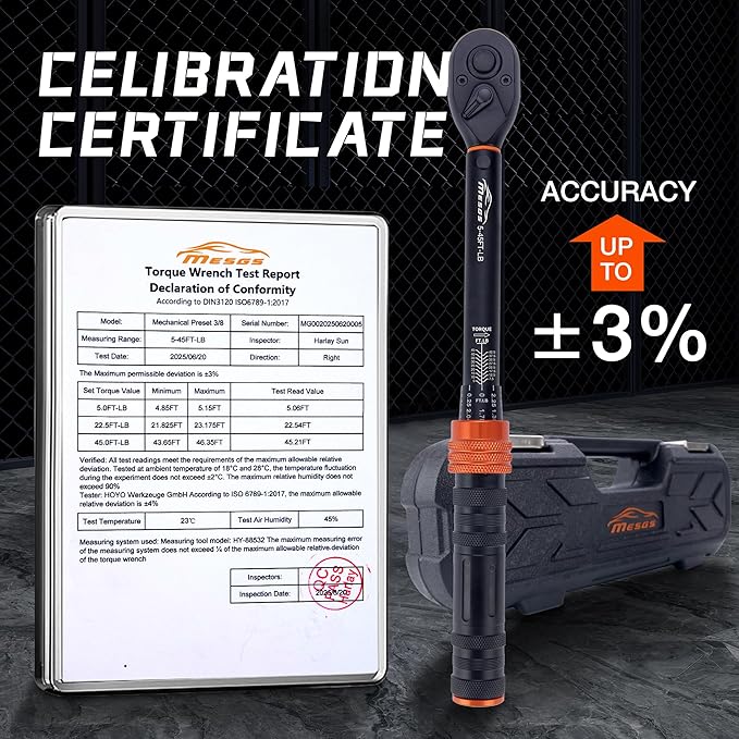 3/8-Inch Drive Torque Wrench, 5–45 Ft-Lb (6.8–61 Nm), ±3% Accuracy, 72-Tooth Dual-Direction Mini Torque Wrench with Reversible Head, Quick Release, Dual Scale for Bike (3/8-Inch, 5-45 FT.LB)