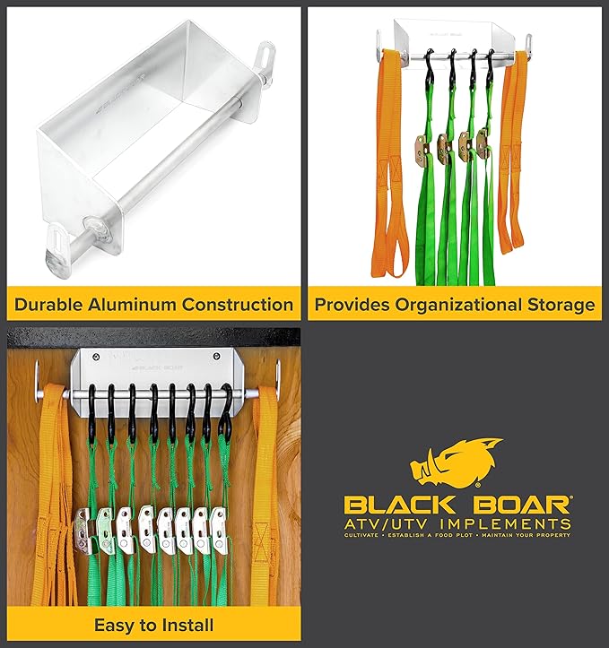 Black Boar Aluminum Hanger for Enclosed Trailer/Garage | Holds tie, Ratchet Straps and bungees While in Transit or at Home | Durable Construction | Easy to Install (66120)