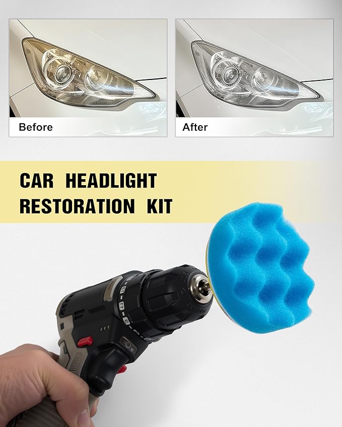 143 PCS Drill Polishing Kit, 3 Inch Sanding Disc Headlight Restoration Kit 60 to 10000 Grit Buffing Pads for Car Sanding, Waxing, Buffing, Scouring, Cleaning