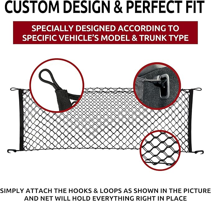 Envelope Style Automotive Elastic Trunk Mesh Cargo Net for Nissan Pathfinder 2013-2025 - Premium Trunk Organizer and Storage - Luggage Net for SUV - Best Car Organizer for Nissan Pathfinder