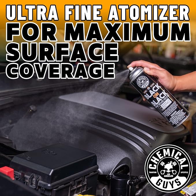 Chemical Guys AIR_SPRAY_1 Black On Black Instant Trim Shine Exterior Spray Dressing & Protectant, (Safe for Cars, Trucks, SUVs, RVs, & More) 11 fl oz