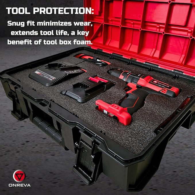 ONREVA Tool Box Foam, 2Pack 45x22x2 inch, Foam Inserts for Cases, Polyethylene Storage Sheets for Toolbox Hard Case, Tool Shadow Insert, Kaizen Organizer Sheet