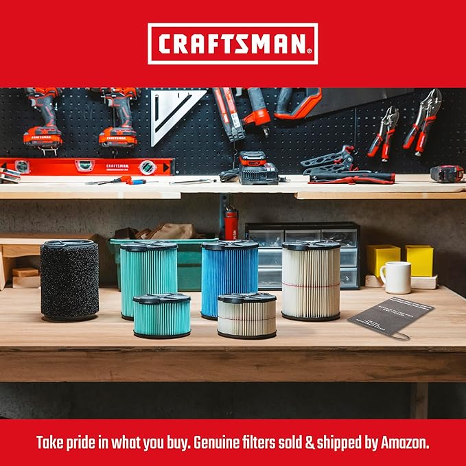 CRAFTSMAN CMXEVBE17925 5 Gallon 5.0 Peak HP Wet Dry Vac, Portable and Wall-Mountable Shop Vacuum with Filter, 2 Hoses and Attachments for Garage and Automotive Cleaning