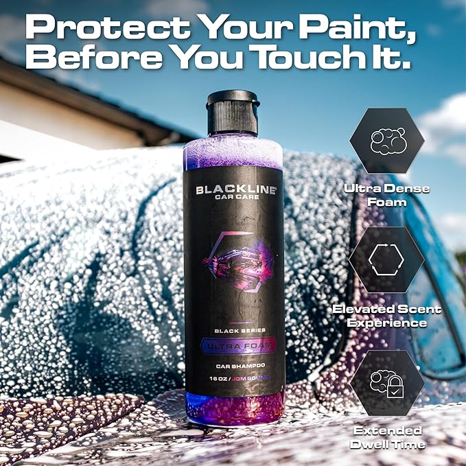 Blackline Automotive Extreme Foaming Car Shampoo - Extreme Ultra Foam Perfect for Ceramic Coatings - Compatible with Foam Cannon for Pressure Washer (16 FL Oz, JDM Squash)
