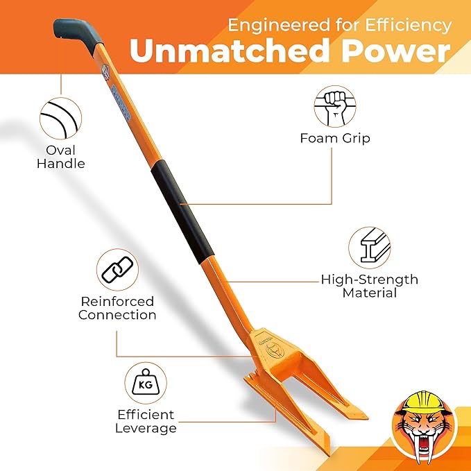 48” Demolition Pry Bar & Crowbar – Oval Handle Wrecking Bar for Ceiling & Wall Demo – Heavy Duty Nail Puller Tool for Contractors, Firefighters & Home Renovations