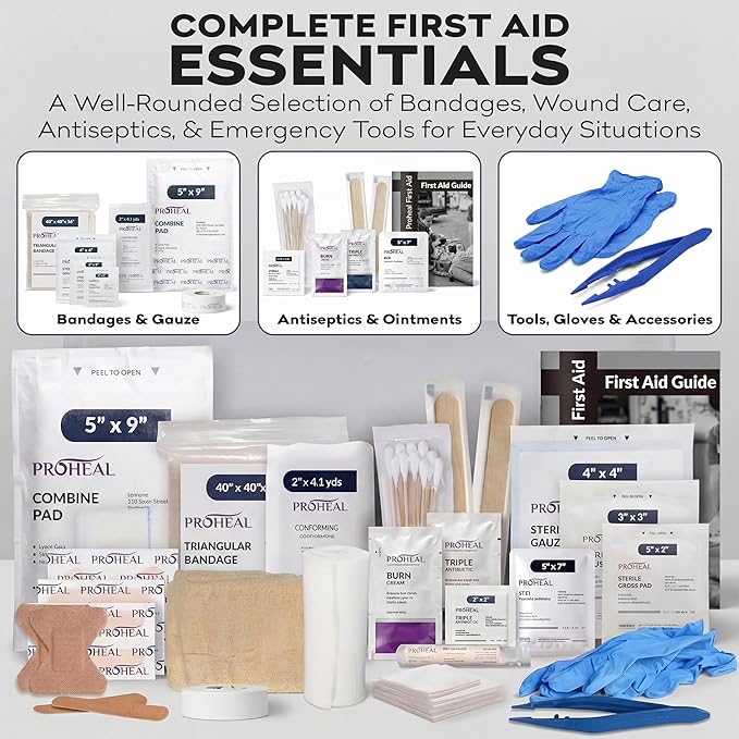 OSHA Compliant First Aid Kit - 10 Person, Type III, ANSI Class A, 111 Pieces Emergency Kit for Business, Office, Home, Workplace, Truck, Car & Construction Site - Latex Free, Wall Mountable | ProHeal