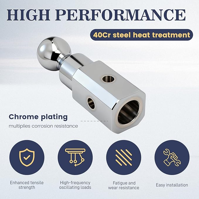 Gooseneck Hitch Ball 2-5/16", High Rise Gooseneck Ball, Chrome-Plated Finish, 30,000 lbs Trailer Hitches Hi-Rise Ball for B&W Trailer Hitches GNXA2050