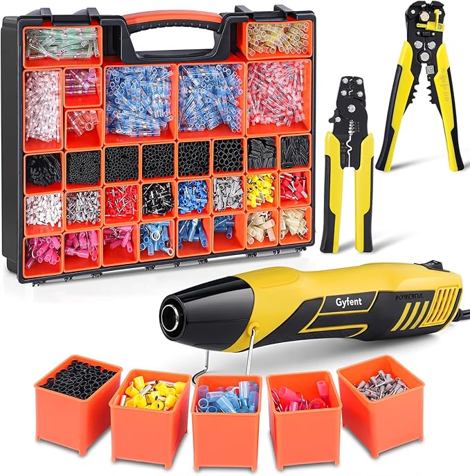 3-In-1 Heat Gun Kit with 3588Pcs Heat Shrink Solder Accessories, 350W Mini Heat Gun with AWG24-10 Wire Stripper and AWG22-10 Crimping Tool Wire Connectors for Shrink Tubing Marine Automotive