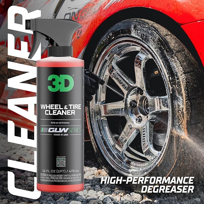3D Wheel & Tire Cleaner - 1 Gallon Deep Cleaning All-in-One Formula | Removes Brake Dust, Grime, Tire Browning | Safe on All Wheels | DIY Car Detailing