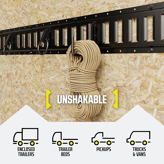 DC Cargo - E Track J Hooks (2" - 4 Pack) - Vertical E Track Accessories - Hanging Hooks for Your ETrack Rail System - Use in Enclosed Trailers, Box Trucks, Vans, Garage, Workshop & Warehouse
