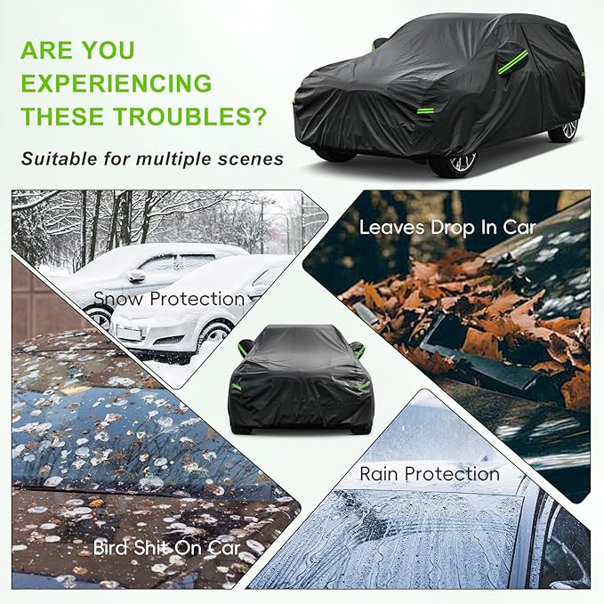 KouKou Car Cover Waterproof All Weather, 7 Layers Outdoor Car Cover for Automobile, Universal Fit Nissan Versa, Acura Integra/RSX,Toyota Corolla Celica, Subaru BRZ, ect.(Length up to 178 inch)
