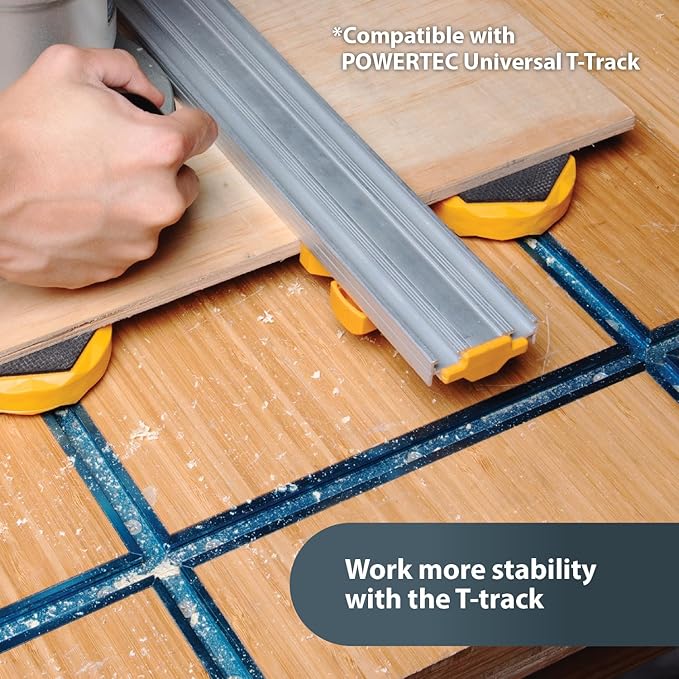 POWERTEC 72304 Arachni Flex 24" x 48" Foldable Workbench Tabletop w/4PK Bench Dog Puck - Portable Work Surface w/Pre-drilled Dog Holes, T-Tracks & Quick-Insert Locks for Woodworking