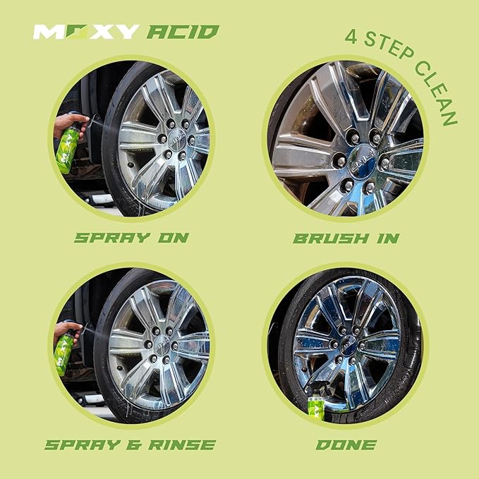 Moxy Acid Wheel and Tire Cleaner (Case of 6 (16oz)) - Professional Car Wash Wheel Cleaner - Cleaning Spray for Car Detailing - Wheel Cleaning Kit Safe for Cars, SUVs, Motorcycles, RVs, and Trucks