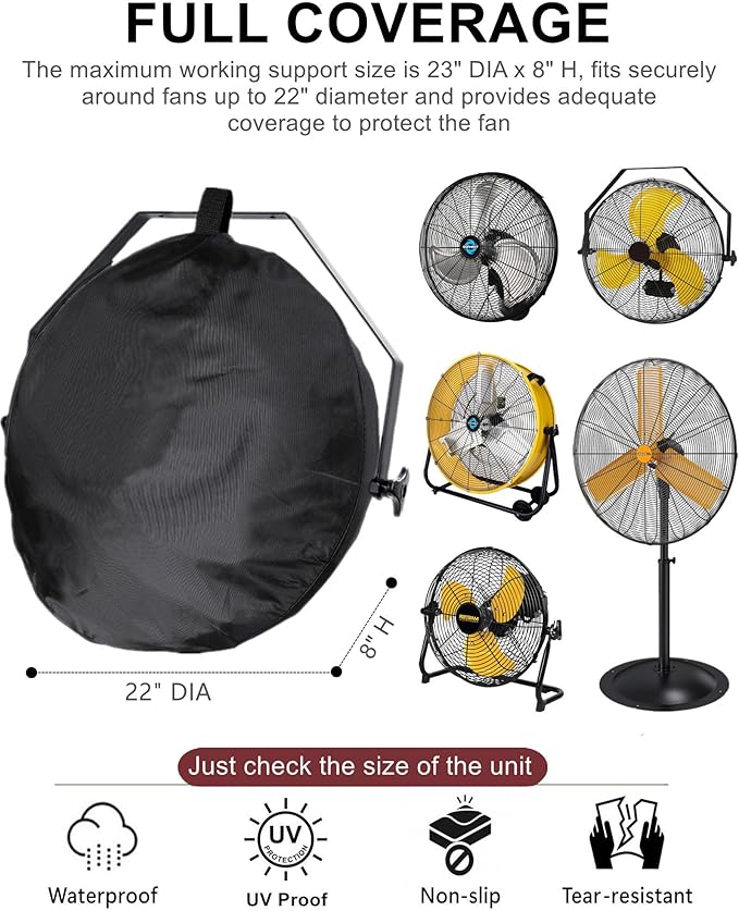 18"-22" Wall Mount Fan Cover Outdoor Waterproof, GS Alderual 600D Heavy Duty Corner Wall Mounted Oscillating and Non-Oscillating Industrial Outdoor Fan Cover for Patio, Weatherproof & Dustproof