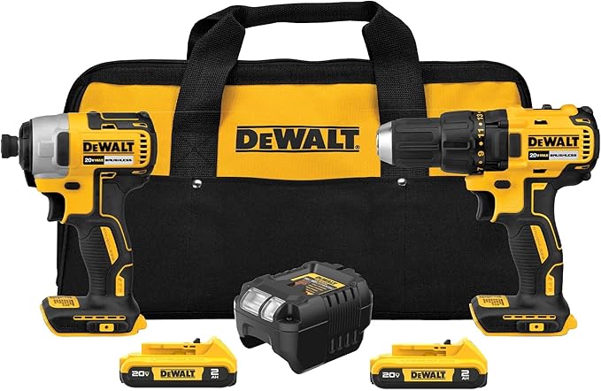 DEWALT 20V MAX Cordless Drill and Impact Driver, Power Drill Brushless 2-Tool Power Tool Combo Kit, Includes 2 Batteries, Charger and Bag (DCK277D2)