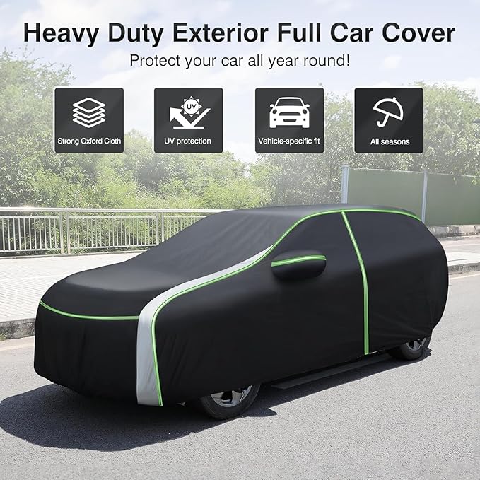 Cartist 420d Car Cover Fits for Chevy Suburban 1973-2026, SUV Car Cover for Suburban Accessories, Outdoor Waterproof Oxford, with Zipper & Reflective Safety Strips