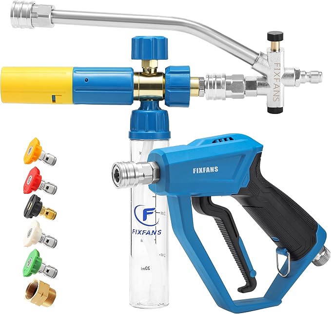 Pressure Washer Gun with Mini Foam Cannon, Dual Connector Accessory, Car Wash Foam Gun Kit - No-Dilution Foam Cannon Pro, 5 Power Washer Nozzle Tips & M22 Adapter, 1/4" Quick Connect