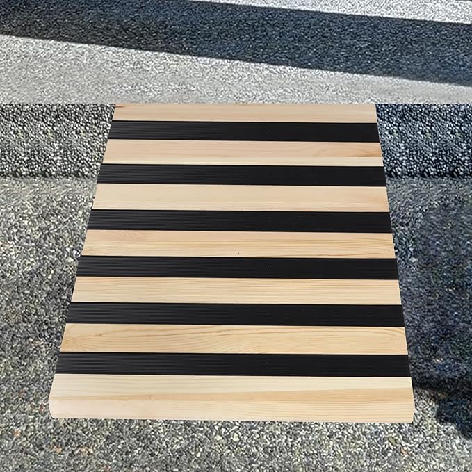3 Inch Wooden Threshold Ramp for Home Steps(17.7" W*3.0" H, 17.7" W is not Wide Enough for wheelchairs, Please get More and Connect Multiple ramps to get a Wider one)