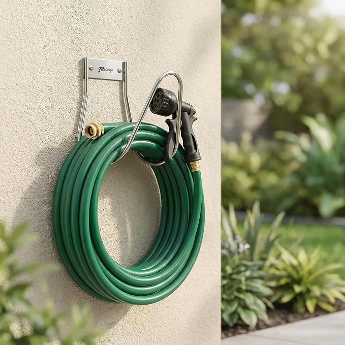 JBscoop Garden Hose Holder Stainless Steel Small Wall Mount Garden Hose Hook, Ideal for Water, Air, Hydraulic Hose, Ropes, Extension Cords Heavy Duty & Rust Proof Large Set of 2
