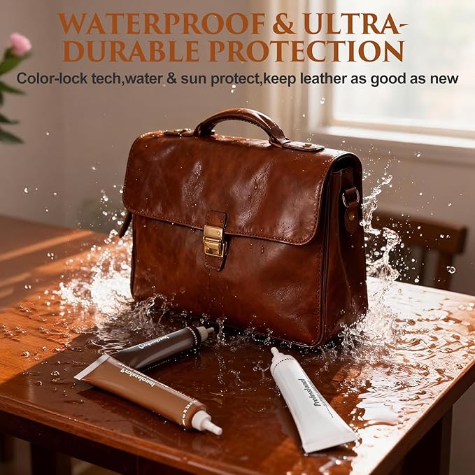 Leather Repair Kit for Furniture, Car Seats, Sofa, Jacket, and Purse, Vinyl Repair Kit with Super Easy Instructions to Match Any Color, Restore Any Glossy Leather Surface